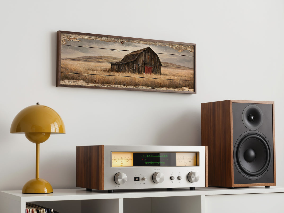 Rustic Barn Wood Plank Panoramic Canvas Print, Vintage Prairie Farmhouse Wall Art, Panorama Barnwood Sign, Farmhouse Country Decor