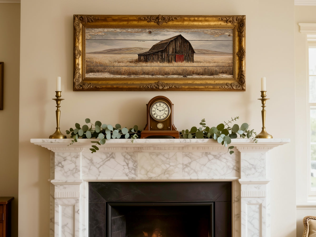 Rustic Barn Wood Plank Panoramic Canvas Print, Vintage Prairie Farmhouse Wall Art, Panorama Barnwood Sign, Farmhouse Country Decor
